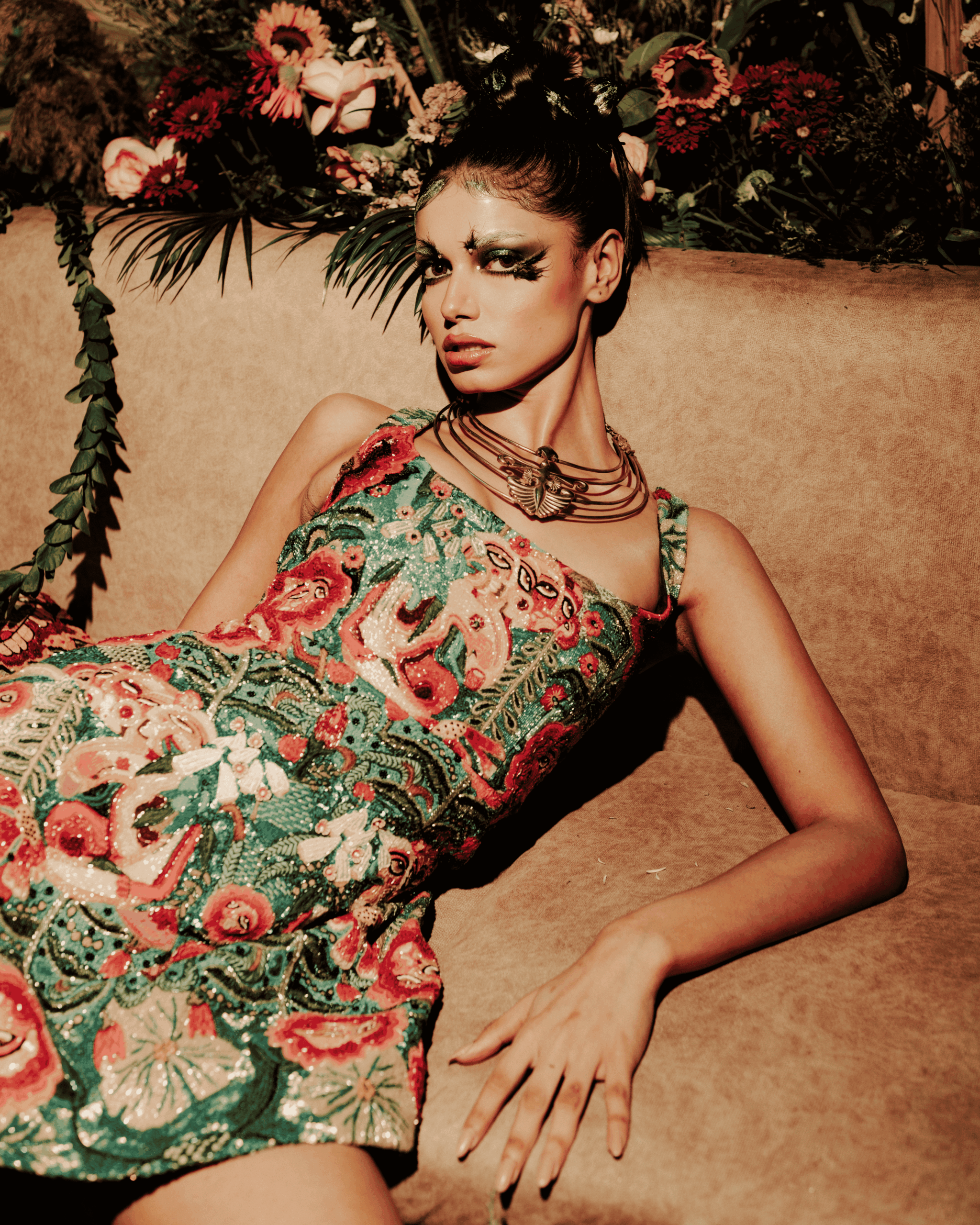 Untitled design (29) 3D FULLY EMBROIDERED MINI DRESS - Image 1